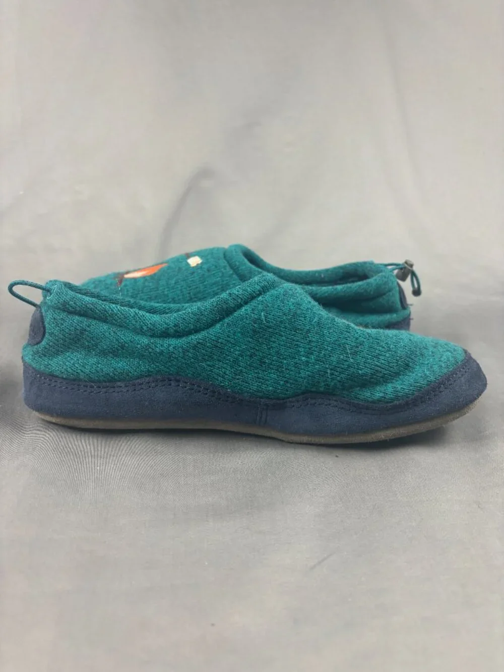 L.L. Bean Sweater Fleece Slippers Kids 5-6 Blue S'mores Motif Embroidered